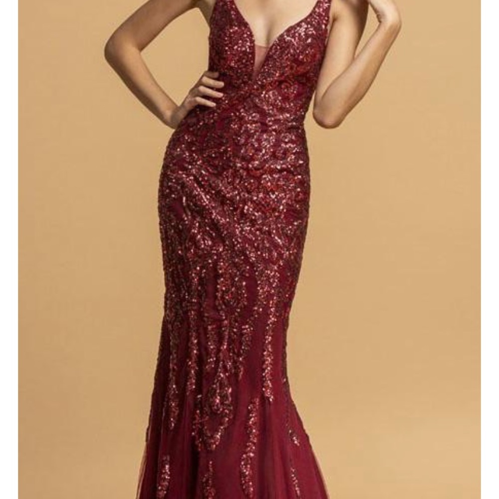 Burgundy sequence dress